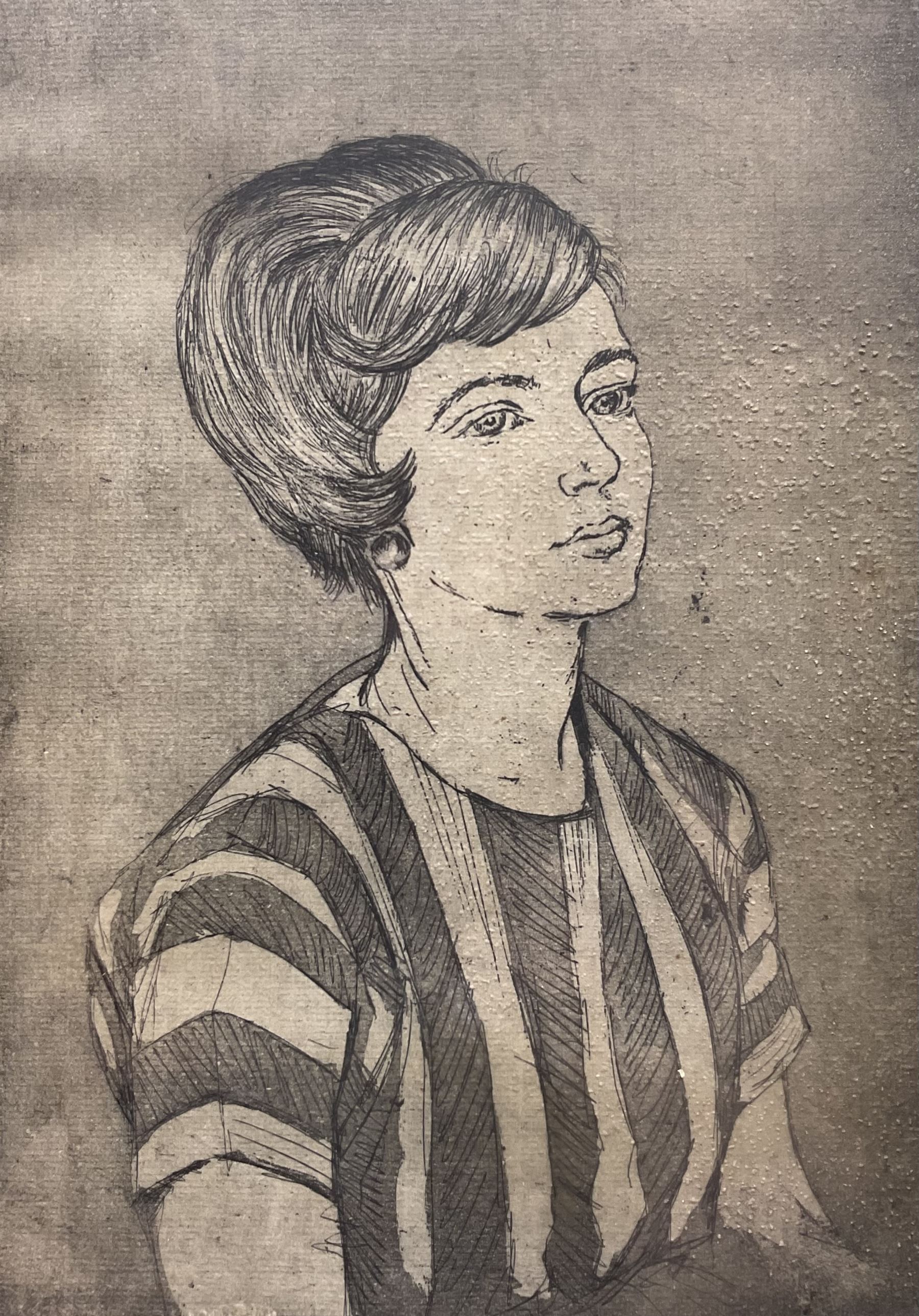 Michael Blaker (British 1928-2018): Portrait of a Lady, etching signed in pencil 32cm x 22cm 
