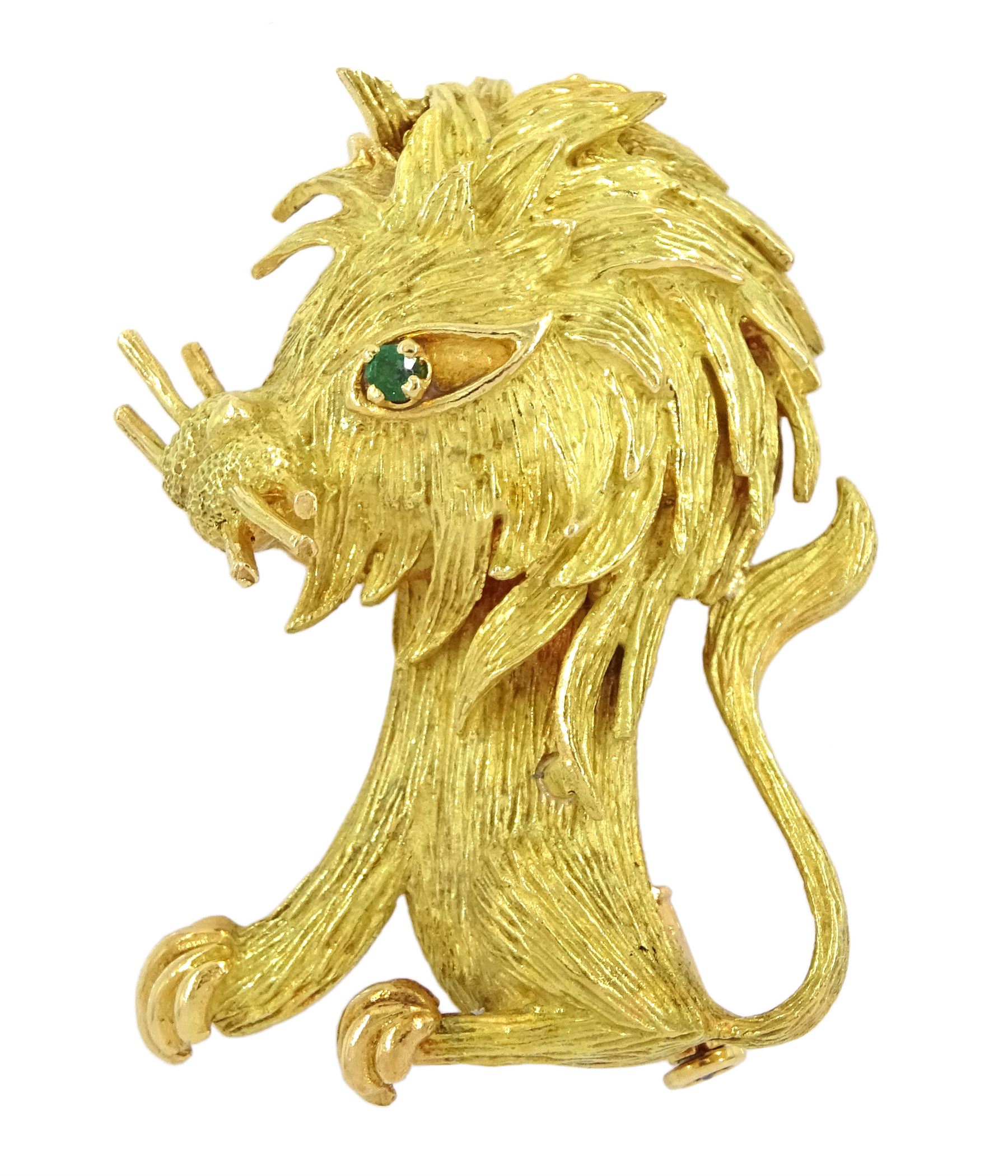 18ct gold lion brooch, stamped 750