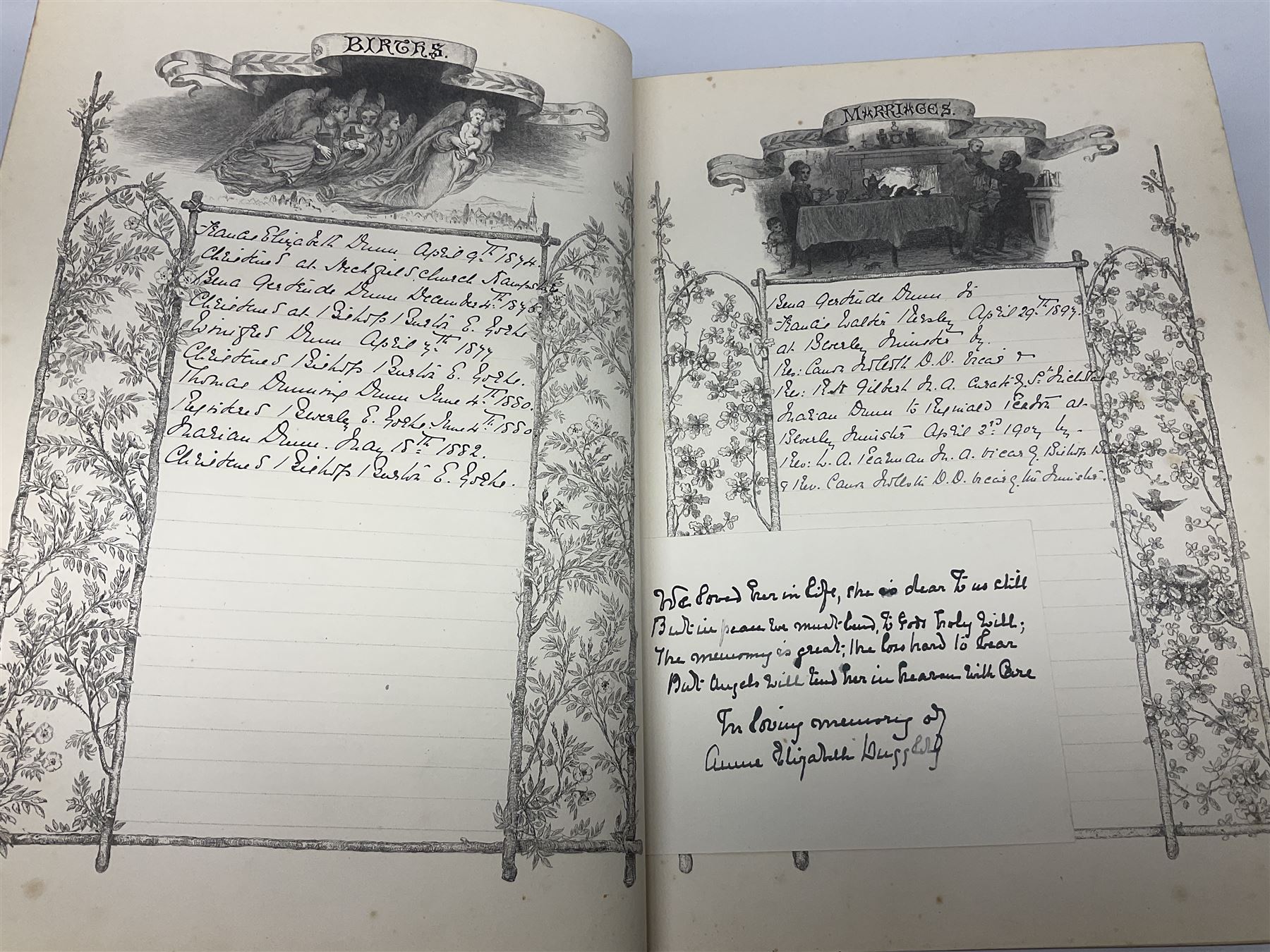 19th century The Illustrated Family Bible with Explanatory Critical & Devotional Commentary, published by  A Fullarton & Co, leather-bound with gilt decoration to cover, with the family register filled in for the Duggleby & Dunn family of Beverley