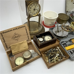  A group of clock and watch parts for repairs, to include various watch dials, clock hands, etc.   
