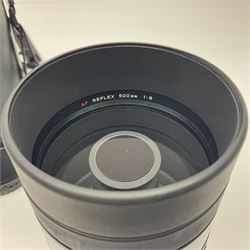 Minolta AF Reflex 500mm 1:8' camera lens serial no 1920721, in case