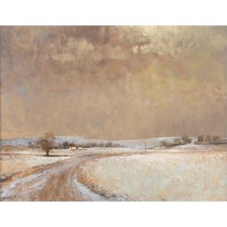 Jon Peaty (British 1914-1991): Road in the Moors, oil on board signed and dated '81, 34cm x 44cm 