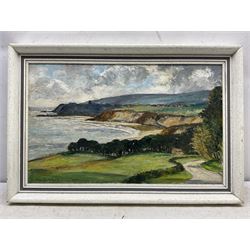 Ken Johnson (British 20th century): Whitby from Lythe Bank, oil on board signed 37cm x 60cm