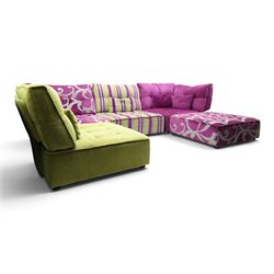 Fama - 'Arianne Love' modular sofa, comprising five sections; two corner 'C' sections, seat 'A' section and footstool, raised on bun feet