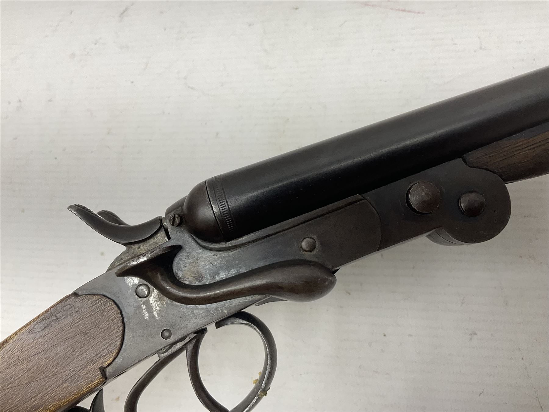 RFD ONLY AS ONE BARREL OUT-OF-PROOF -  – Belgian .410 folding side-by-side double barrel hammer shotgun with 66cm(26