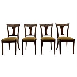 Grange Furniture - cherry wood finish oval extending dining table on square tapering supports, and a set of eight dining chairs with curved backs and upholstered seats 