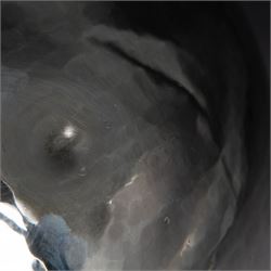 1930s silver bowl, of circular form with planished finish, upon a circular base, hallmarked C J Vander Ltd, London 1938, H12cm, D27cm