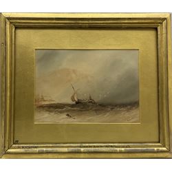 Henry Barlow Carter (British 1804-1868): Fisher Smack off the Castle Rock Scarborough, watercolour signed 17cm x 24cm 
Provenance: part of a large North Yorkshire single owner life time collection of H B & J N Carter watercolours