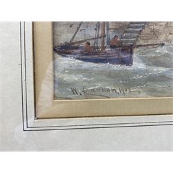 W Cannon (British early 20th century): Shipping off the Pier Head, pair watercolours signed and dated 1902, 19cm x 45cm (2)