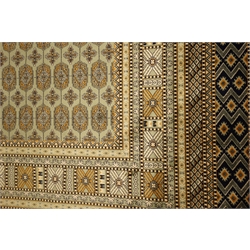  Persian Bokhara rug, green ground, 280cm x 200cm  