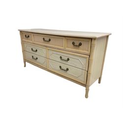 Bamboo style sideboard chest, fitted with seven drawers