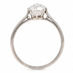 Early 20th century platinum diamond ring, single with a single old cut diamond of approx 0.85 carat, in tooled leather ring box