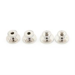 Set of four red and black enamelled silver cufflinks by Dunhill, London 1993