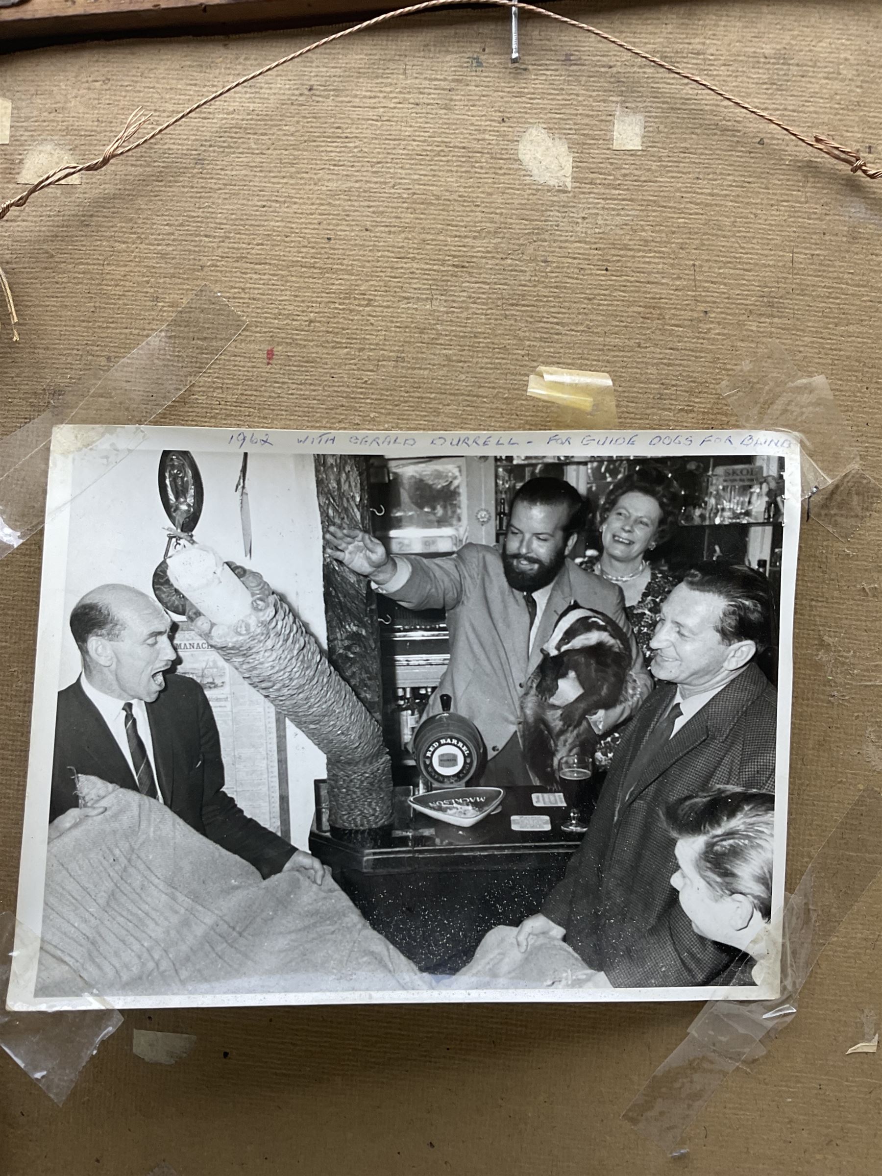 John Walton (British 1925- 2023): Portrait of a Lady with Pearl Necklace, oil on board signed and dated '50, possible corresponding photograph verso 40cm x 30cm 