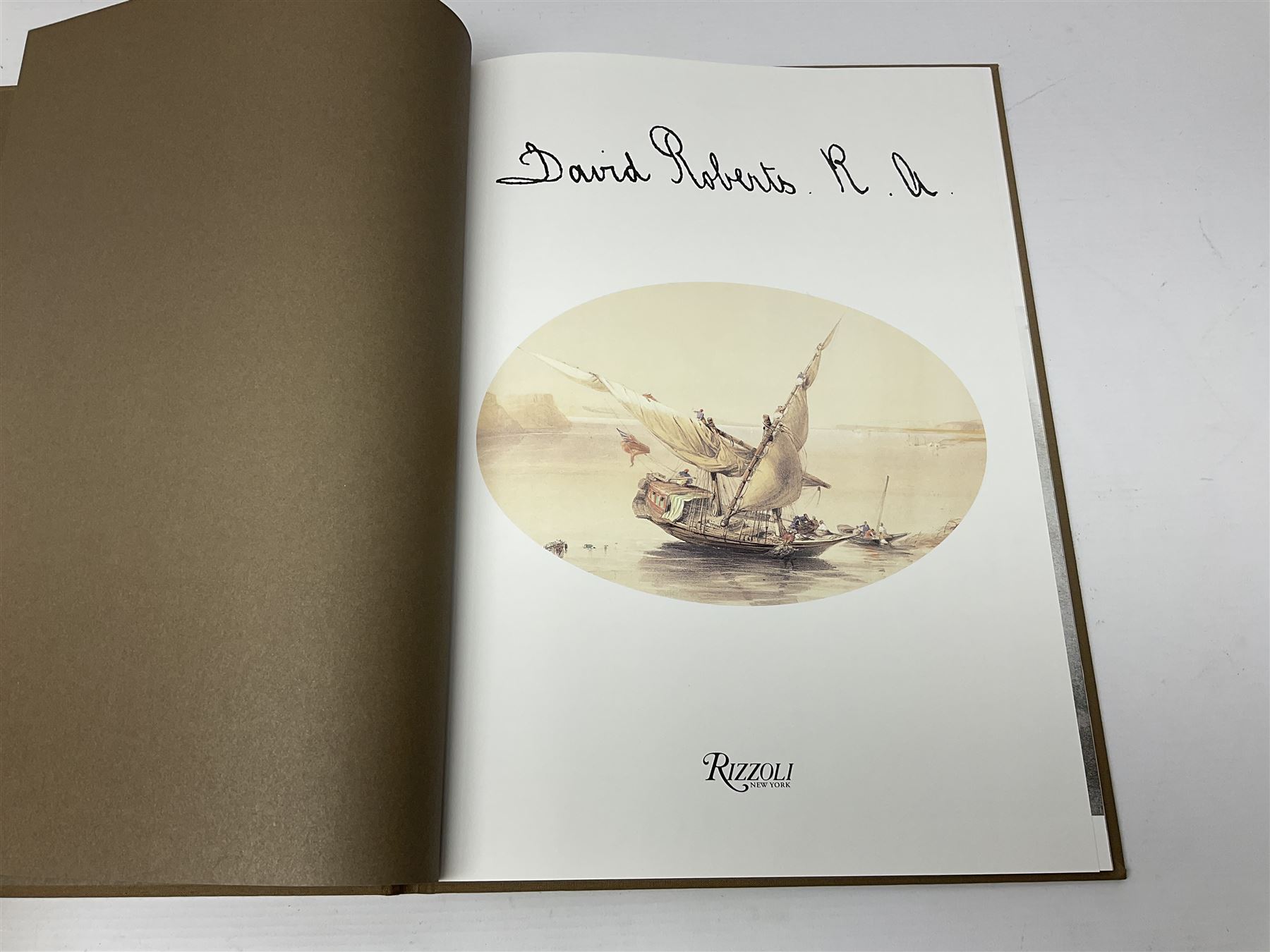 Three volumes on David Roberts in a single slip case, comprising The Life, Works and Travels of David Roberts, The Holy Land and Egypt & Nubia