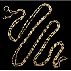  Victorian gold muff chain with barrel clasp, stamped 9ct  
