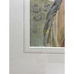 Philip Richard Morris ARA (British 1838-1902): The Young Shepherdess, watercolour signed with monogram 35cm x 23cm