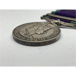 Elizabeth II General Service Medal with Northern Ireland clasp awarded to 24081995 Pte. D. Claxton Green Howards; with ribbon