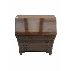 Georgian style oak bureau, fitted with fall front above four drawers