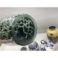 Royal Crown Derby ewer, decorated with blue roses on a white ground, together with Old Tupton vase, Beswick cup and saucer etc  