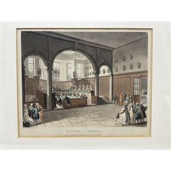 Charles Augustus Pugin (British 1762-1832) and Thomas Rowlandson (British 1757-1827): 'Guildhall' and 'Doctors Commons', pair early 19th century hand-coloured lithographs 22cm x 27cm