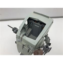 Star Wars - four space/land vehicles comprising Millenium Falcon with hinged top and figures; TIE Fighter; X-Wing Fighter with pilot; and AT-ST 'Chicken Walker' transporter; all unboxed (4)