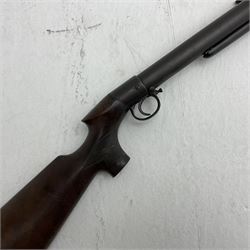Pre-war .177 air rifle with under-lever action and walnut stock with chequered pistol grip, traces of BSA just visible on barrel L111cm overall