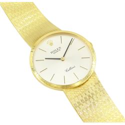 Rolex Cellini gentleman's 18ct gold manual wind wristwatch, circa 1981, Ref. 4309, Cal. 1601, case No. 6919854, silvered dial with baton hour markers, on integral 18ct gold bracelet, hallmarked