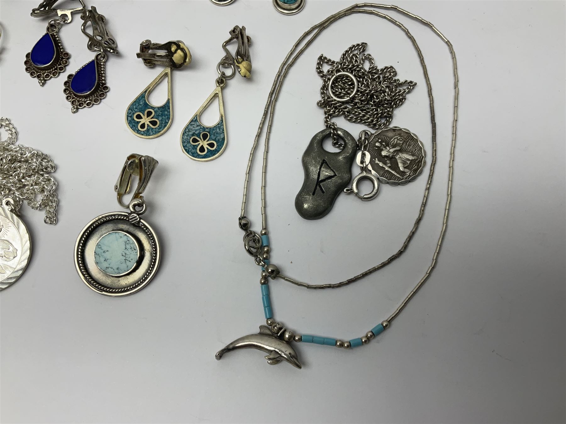 Silver and silver stone set jewellery including earrings and necklaces, collection of costume jewellery and other collectables