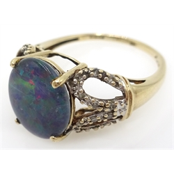 9ct gold opal and diamond ring hallmarked  
