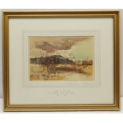 Louis Burleigh Bruhl (British 1861-1942): 'Dinedor on the Wye', watercolour signed with initials 16cm x 23cm