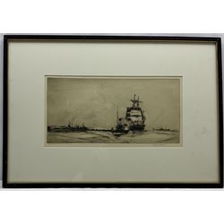 Frank Henry Mason (Staithes Group 1875-1965): 'Catspaws off the Land' and 'Parting with the Tug', pair drypoint etchings signed in pencil with Fine Art Trade Guild blindstamps, No.s 7 and 8, 19cm x 37cm (2)
