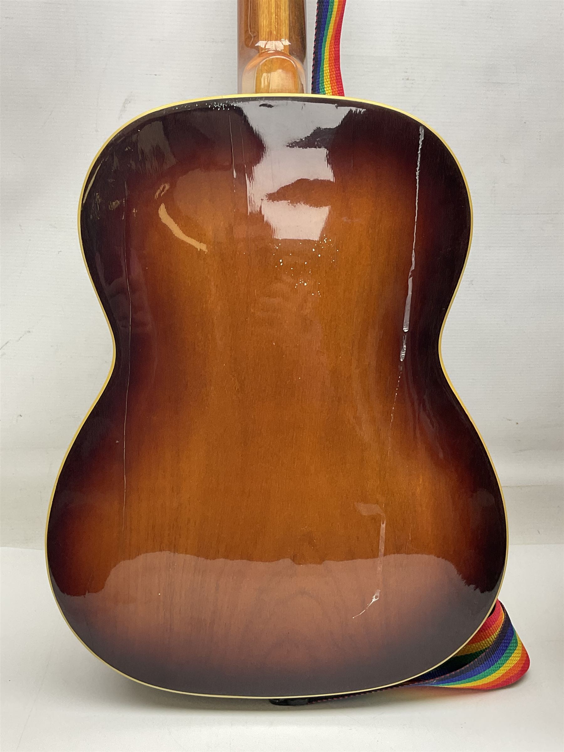 German Hoyer twelve-string acoustic guitar with metallic paper label L106cm; and Indonesian Yamaha F-310 acoustic guitar (2)