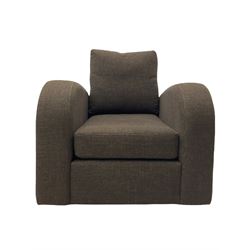 Swivel armchair, upholstered in brown cord