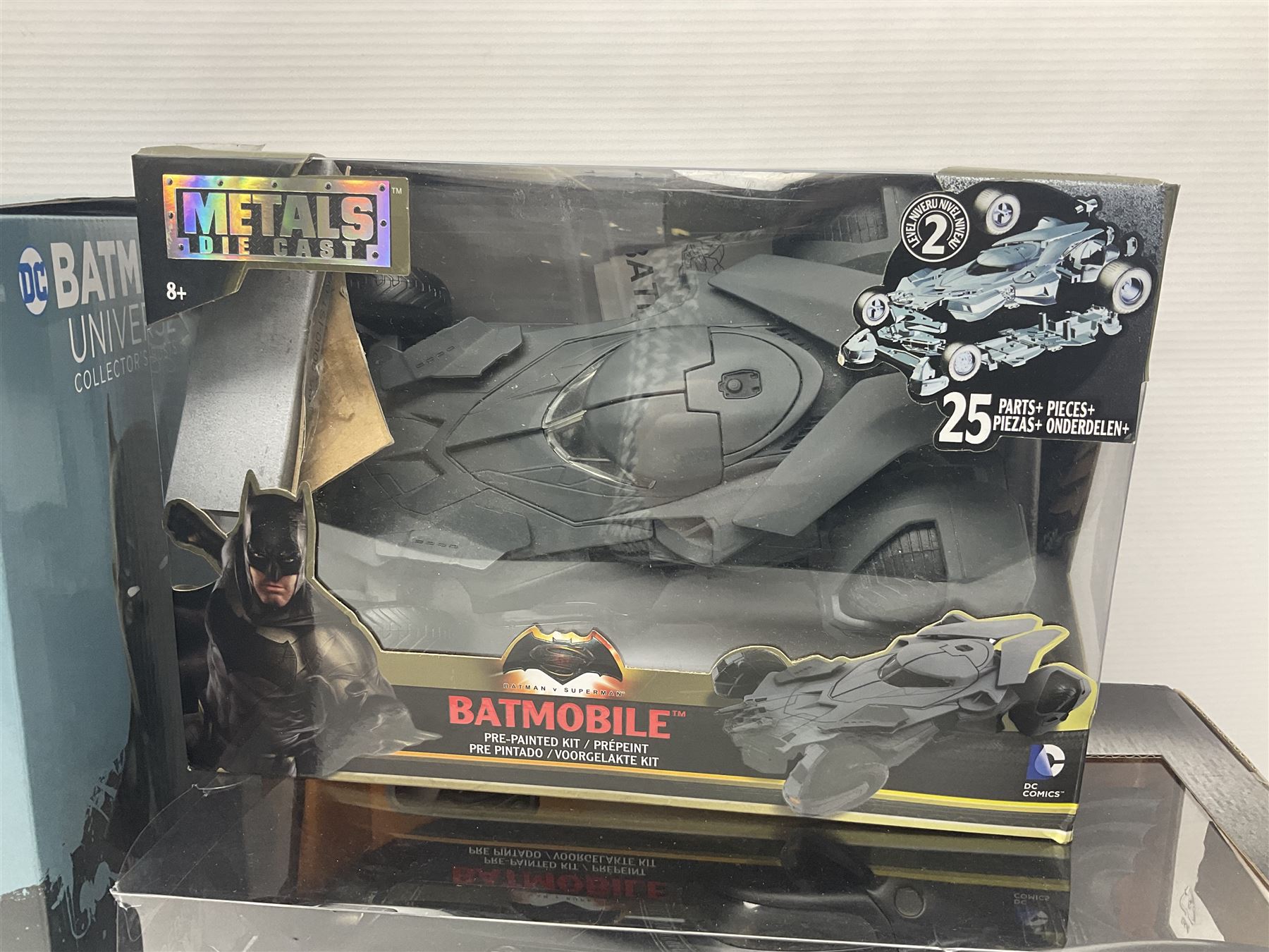 Eaglemoss Batman Universe Collector’s Bust ‘Rebirth Cowl’ with ten further Batman boxed and loose vehicles, figures and collectables to include Metals Die-Cast, Mattel, Hot Wheels etc, in two boxes