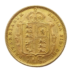  1890 gold shield back half sovereign  