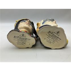 Royal Doulton double-sided character jugs from the Star Crossed Lovers Collection, comprising Napoleon & Josephine D6750, King Arthur & Guinevere D6836, Samson & Delilah D6787 and Antony & Cleopatra D6728
