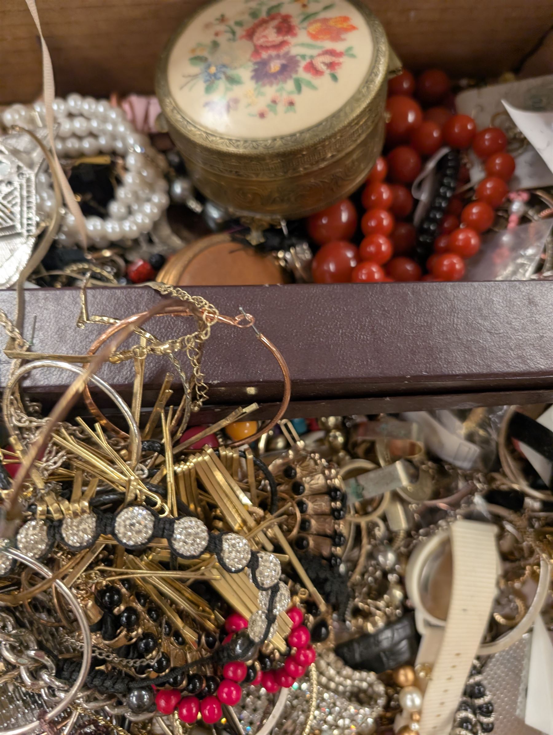 Large collection of costume jewellery, including necklaces, bracelets, rings, earrings and wristwatches