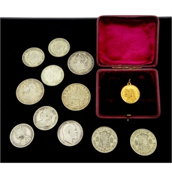 George III 1819 crown, George IIII 1821 crown, Queen Victoria 1899 half crown, King Edward VII 1907 half crown, King George V 1921 and 1922 half crowns and various other coins