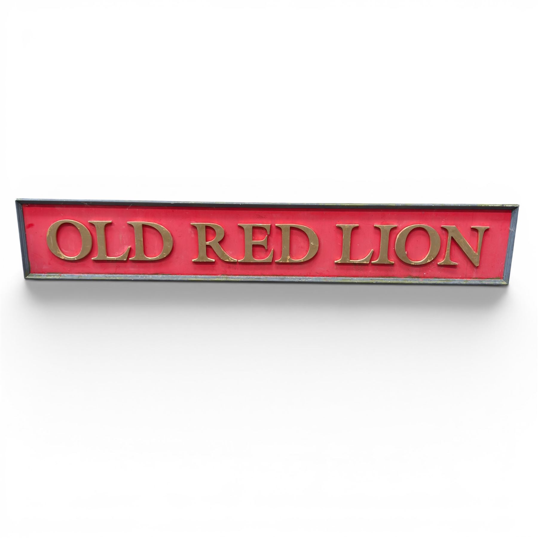 Old Red Lion - aluminium, red and gold painted pub sign