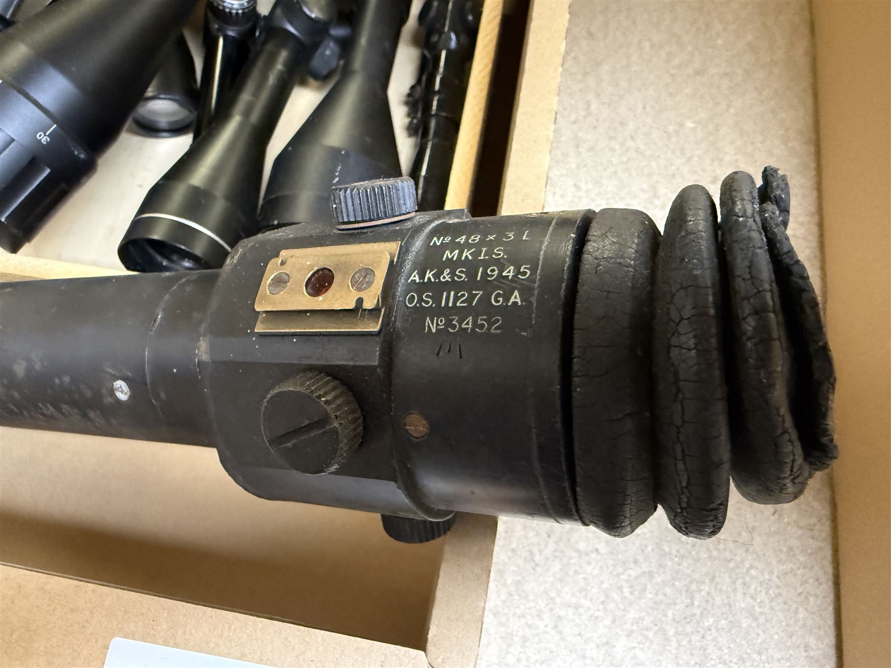 Collection of shooting scopes, including Bushnell 3-9X 56EG telescopic sight, V Life 6-24x50A0EG etc 