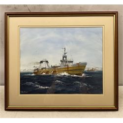 Adrian Thompson (British 1960-): 'Thornella' Hull Trawler Ship's Portrait, watercolour and gouache signed 36cm x 25cm