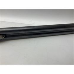 Smith Midgley Bradford 12-bore side-by-side double barrel side-lock ejector shotgun with 71cm barrels, engraved action with patented top lever, ivy leaf fences and top safety, walnut stock with chequered grip and fore-end, serial no.62409 to barrels and 1481 to action, L115cm overall SHOTGUN CERTIFICATE REQUIRED