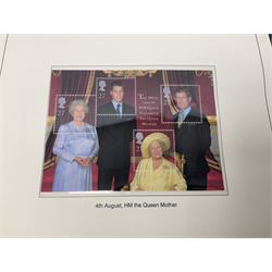 Stamp and coin covers, including 2006 'Her Majesty Queen Elizabeth II 80th Birthday' containing five pounds coin, first day covers relating to Diana Princess of Wales etc, housed in a ring binder folder