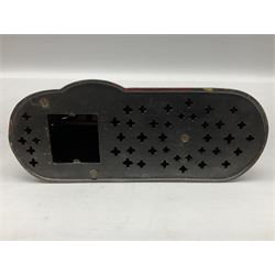 Late 19th century cast-iron mechanical money bank 'Lion and Two Monkeys' by Kyser & Rex with impressed patent mark for 17th July 1883 H25cm L23.5cm