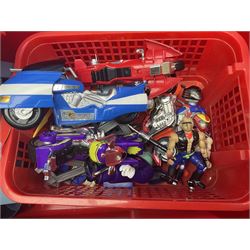 Collection of 1990s toys, including Biker Mice from Mars, Teenage Mutant Ninja Turtles, Thunderbirds etc in three boxes 