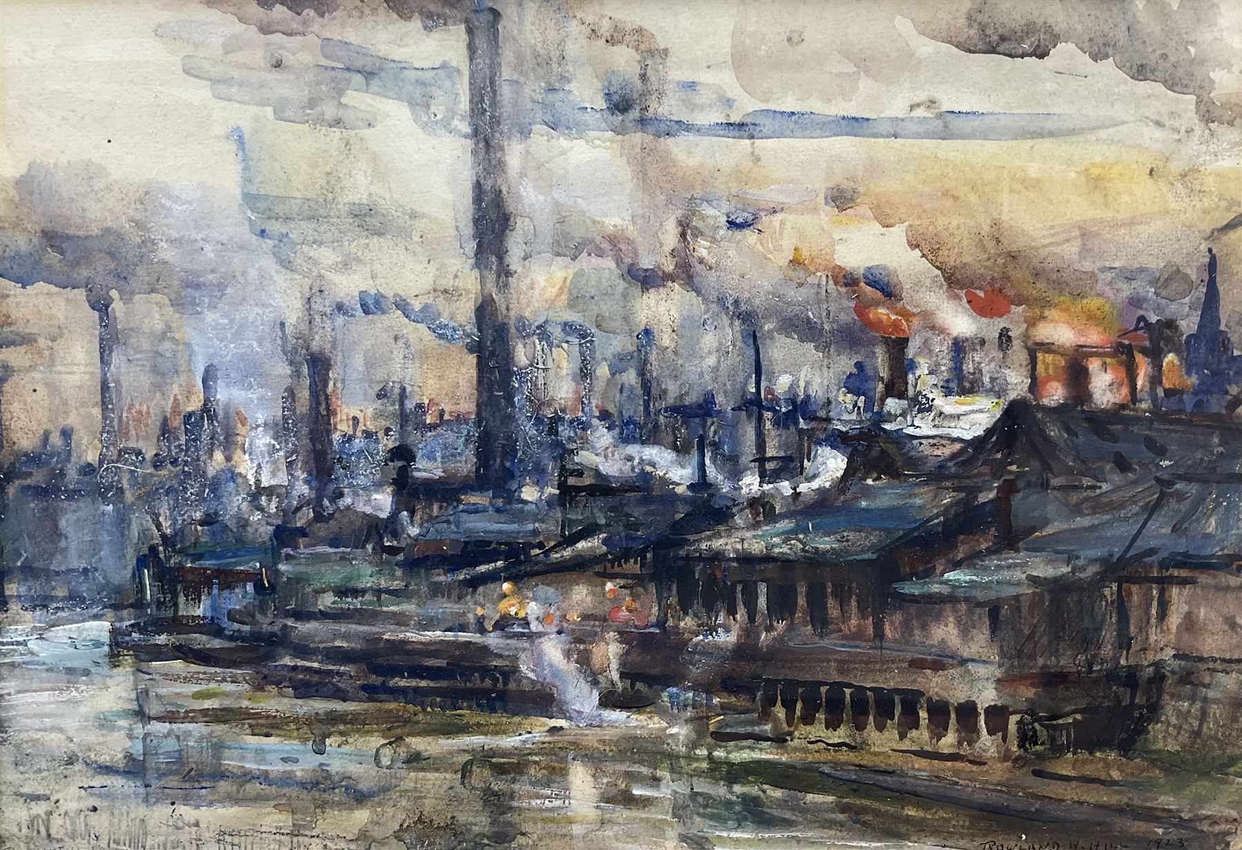 Rowland Henry Hill (Staithes Group 1873-1952): Sheffield Industrial Landscape, watercolour signed and dated 1923, 25cm x 36cm