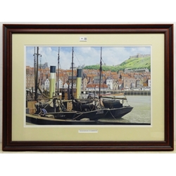  John Cooper (British 1942-): 'Steam Trawlers at Scarborough', watercolour unsigned, 39cm x 56cm 

 