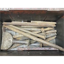 Collection of 20th century tools, to include mallets, hammers, cold chisels, spanners, tool boxes etc 