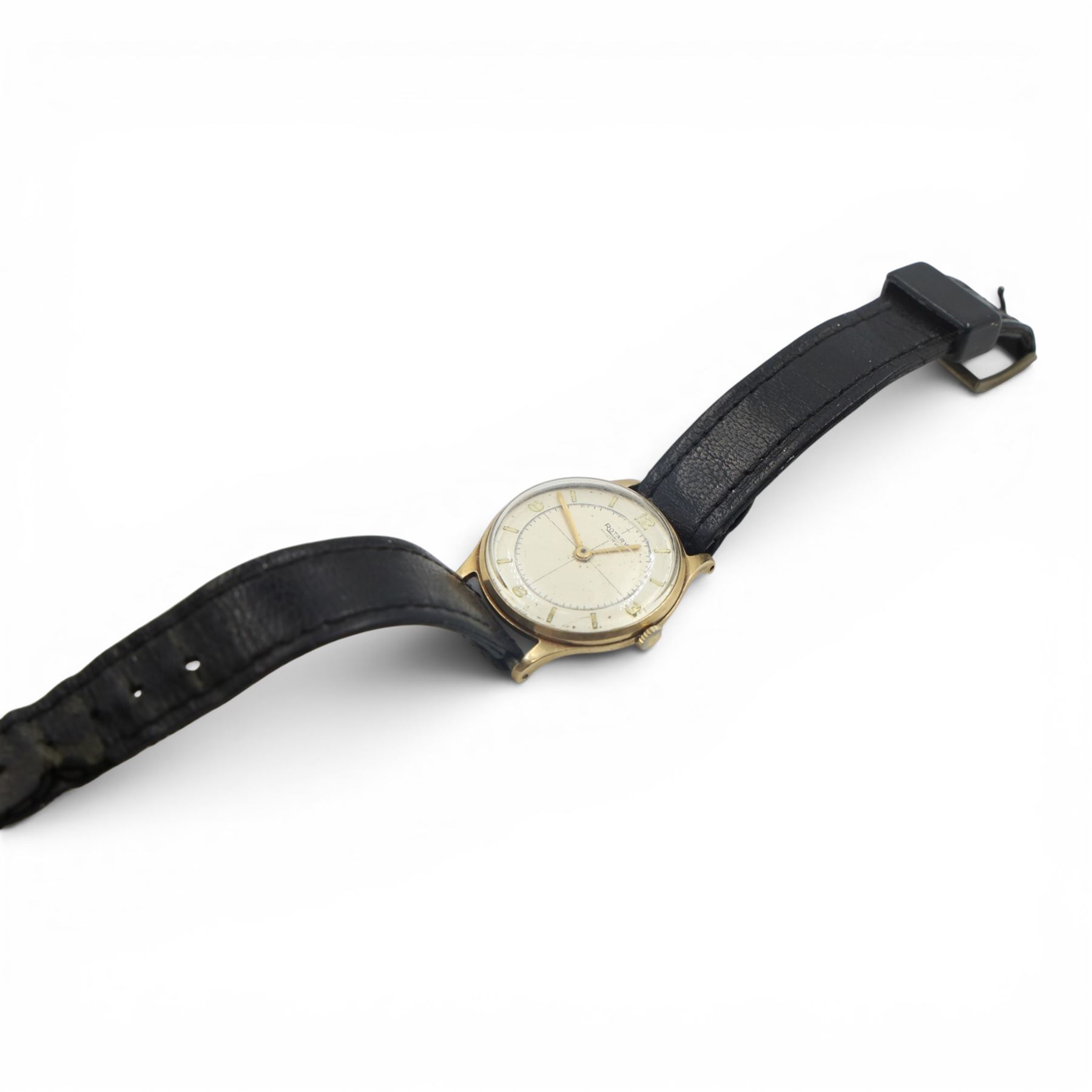 9ct gold cased Rotary wristwatch on leather strap